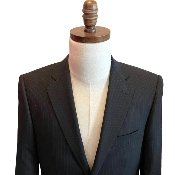 Emanuel Ungaro Suit Blazer Jacket Black pinstripe Size 36S Formal Wool office - Picture 3 of 11